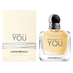 Emporio Armani Because It’s You Giorgio Armani - MANZARA STORE - Perfume Available at MANZARA STORE - Giorgio Armani - All Products, Giorgio Armani, Woman- Emporio Armani Because It's You Eau De Parfum by Giorgio Armani Product Description: Emporio Armani Because It's You Eau De Parfum is a romantic and captivating fragrance that celebrates love, passion, and femininity. With a vibrant, playful opening and a sweet, sensual heart, this fragrance is a modern take on the classic romantic scent. The rich blend