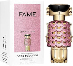 Fame Blooming Pink Rabanne - MANZARA STORE - Perfume Available at MANZARA STORE - Paco Rabanne - All Products, Paco Rabanne, Woman- Fame Blooming Pink Eau de Parfum by Paco Rabanne Product Description: Fame Blooming Pink by Paco Rabanne is a playful and vibrant fragrance that captures the spirit of youthful charm and elegance. This lively scent opens with a sparkling blend of fruity and citrus notes, creating an energetic introduction. The heart reveals a lush floral bouquet, bringing a touch of femininity,