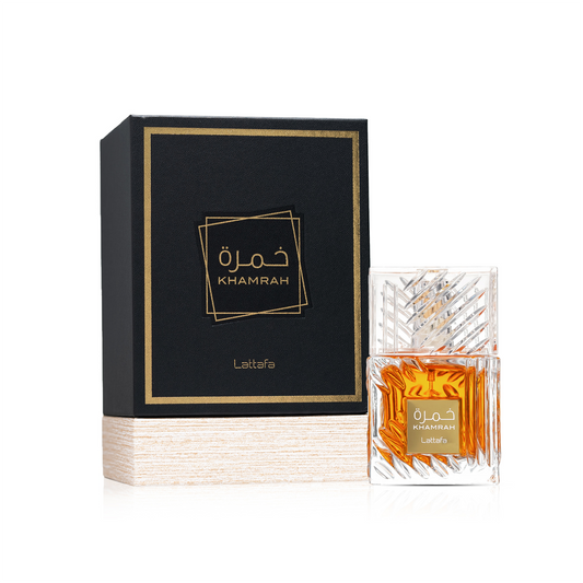 Khamrah Lattafa Perfumes 40ML - MANZARA STORE - Perfume Available at MANZARA STORE - Lattafa - All Products, Lattafa, Unisex, Woman- Khamrah Eau de Parfum by Lattafa - 40ml Product Description: Khamrah by Lattafa is a rich and luxurious fragrance that combines deep oriental notes with a contemporary touch. This captivating scent opens with a warm blend of fruity and spicy notes, followed by a heart of sweet florals and hints of caramel. The base is a comforting mix of amber, vanilla, and musk, creating a de