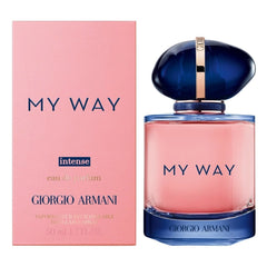 My Way Intense Giorgio Armani - MANZARA STORE - Perfume Available at MANZARA STORE - Giorgio Armani - All Products, Giorgio Armani, Woman- My Way Intense Eau de Parfum for Women by Giorgio Armani Product DescriptionMy Way Intense by Giorgio Armani is an amplified and captivating version of the original My Way fragrance, offering a deeper and more sensual experience. This rich and powerful scent opens with a burst of bright orange blossom and a touch of bergamot, leading into a heart of creamy tuberose and j