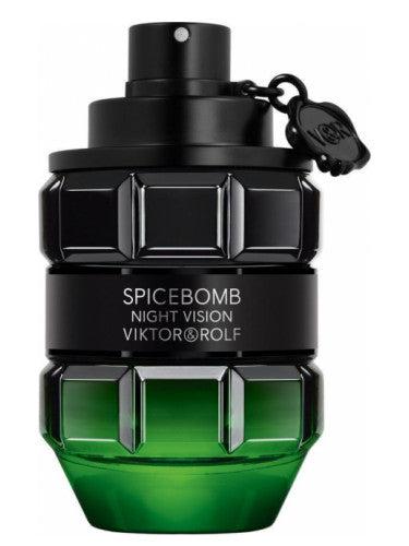 Spicebomb Night Vision Eau de Toilette Viktor&Rolf for men - MANZARA STORE - Perfume Available at MANZARA STORE - VICTOR&ROLF - All Products, Men- Spicebomb Night Vision Eau de Toilette by Viktor&Rolf for Men Product DescriptionSpicebomb Night Vision by Viktor&Rolf is a daring and intense fragrance that captures the essence of bold masculinity with a sophisticated twist. This powerful scent opens with fresh citrus and green notes, then evolves into a warm, spicy heart of pepper and cardamom, finishing with 