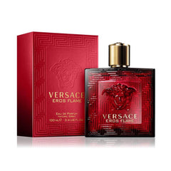 Versace Eros Flame Edp - MANZARA STORE - Perfume Available at MANZARA STORE - Versace - All Products, Men, Versace- Product Description: Versace Eros Flame Eau de Parfum ignites passion and intensity with its bold and captivating blend of citrus, spicy, and woody notes. This fiery fragrance opens with sparkling Italian mandarin, black pepper, and rosemary, transitioning into a warm heart of pepperwood and geranium. The base delivers depth with cedarwood, patchouli, and tonka bean. Designed for the modern ma